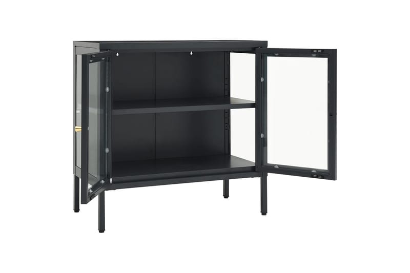 Skjenk antrasitt 70x35x70 cm stål og glass - Antrasittgrå - Oppbevaring - Oppbevaringsmøbler - Sideboard & skjenker