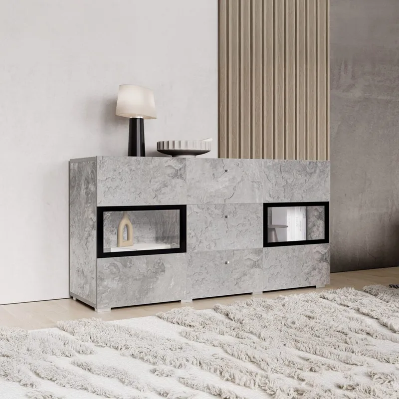 Skjenk Baros 2 Dører med 3 Skuffer - Betonglys - Oppbevaring - Oppbevaringsmøbler - Sideboard & skjenker