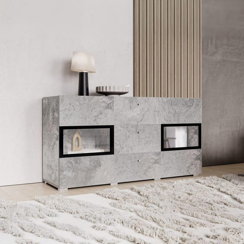 Skjenk Baros 2 Dører med 3 Skuffer - Betonglys - Oppbevaring - Oppbevaringsmøbler - Sideboard & skjenker