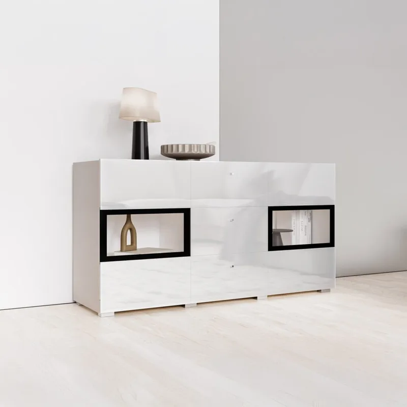 Skjenk Baros 2 Dører med 3 Skuffer - Hvit Laminat - Oppbevaring - Oppbevaringsmøbler - Sideboard & skjenker