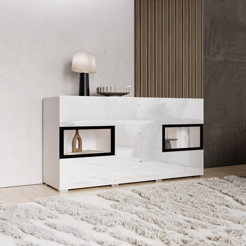 Skjenk Baros 2 Dører med 3 Skuffer - Hvit Laminat - Oppbevaring - Oppbevaringsmøbler - Sideboard & skjenker