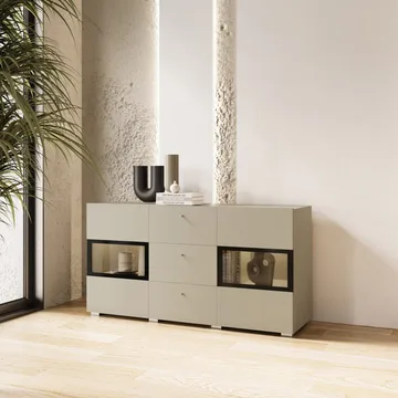 Skjenk Baros 2 Dører med 3 Skuffer - Lys beige - Oppbevaring - Oppbevaringsmøbler - Sideboard & skjenker