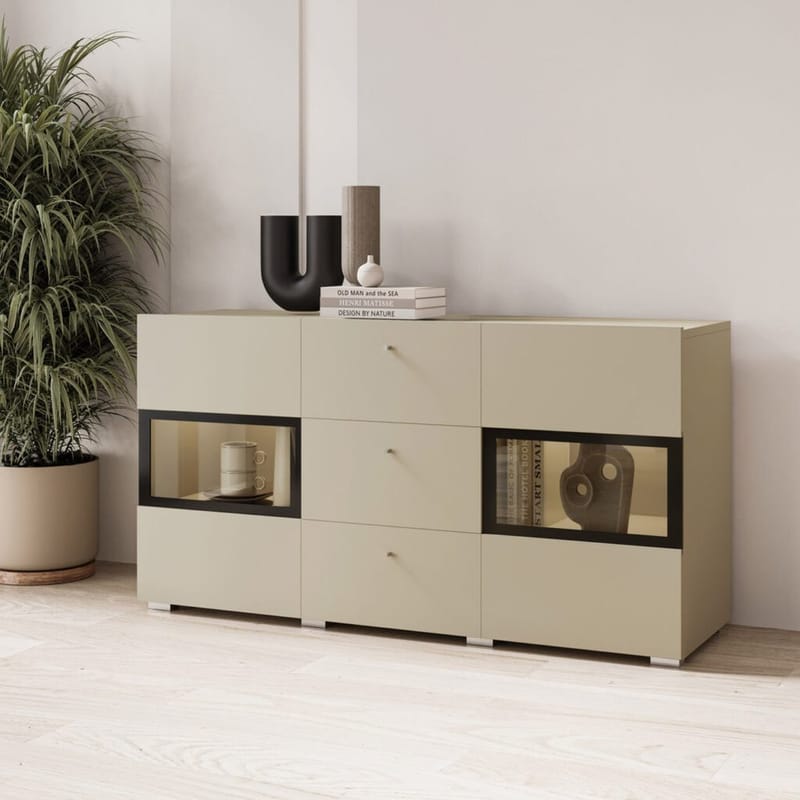 Skjenk Baros 2 Dører med 3 Skuffer - Lys beige - Oppbevaring - Oppbevaringsmøbler - Sideboard & skjenker