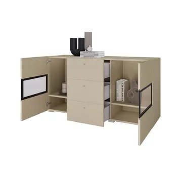 Skjenk Baros 2 Dører med 3 Skuffer - Lys beige - Oppbevaring - Oppbevaringsmøbler - Sideboard & skjenker