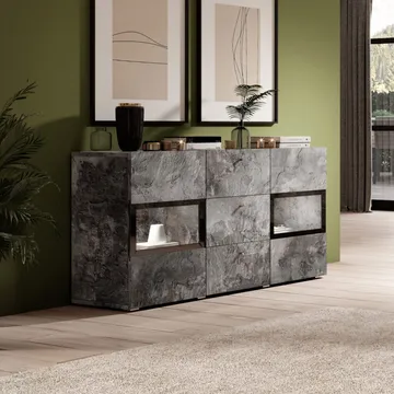 Skjenk Baros 2 Dører med 3 Skuffer - Skifer - Oppbevaring - Oppbevaringsmøbler - Sideboard & skjenker