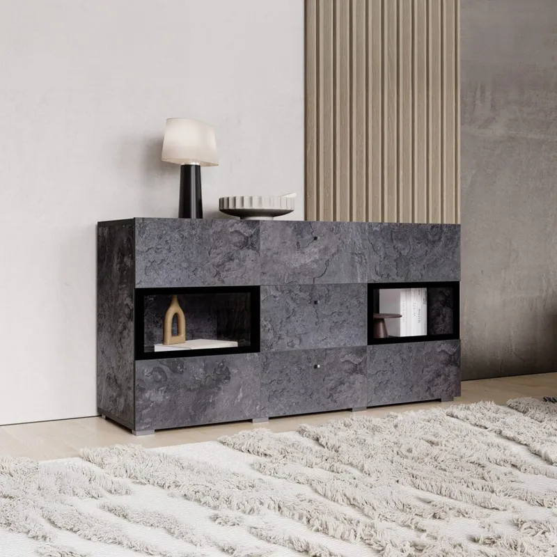 Skjenk Baros 2 Dører med 3 Skuffer - Skifer - Oppbevaring - Oppbevaringsmøbler - Sideboard & skjenker