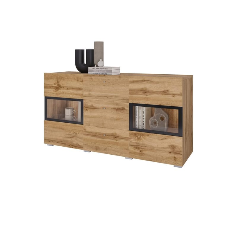 Skjenk Baros 2 Dører med 3 Skuffer - Wotan eik - Oppbevaring - Oppbevaringsmøbler - Sideboard & skjenker