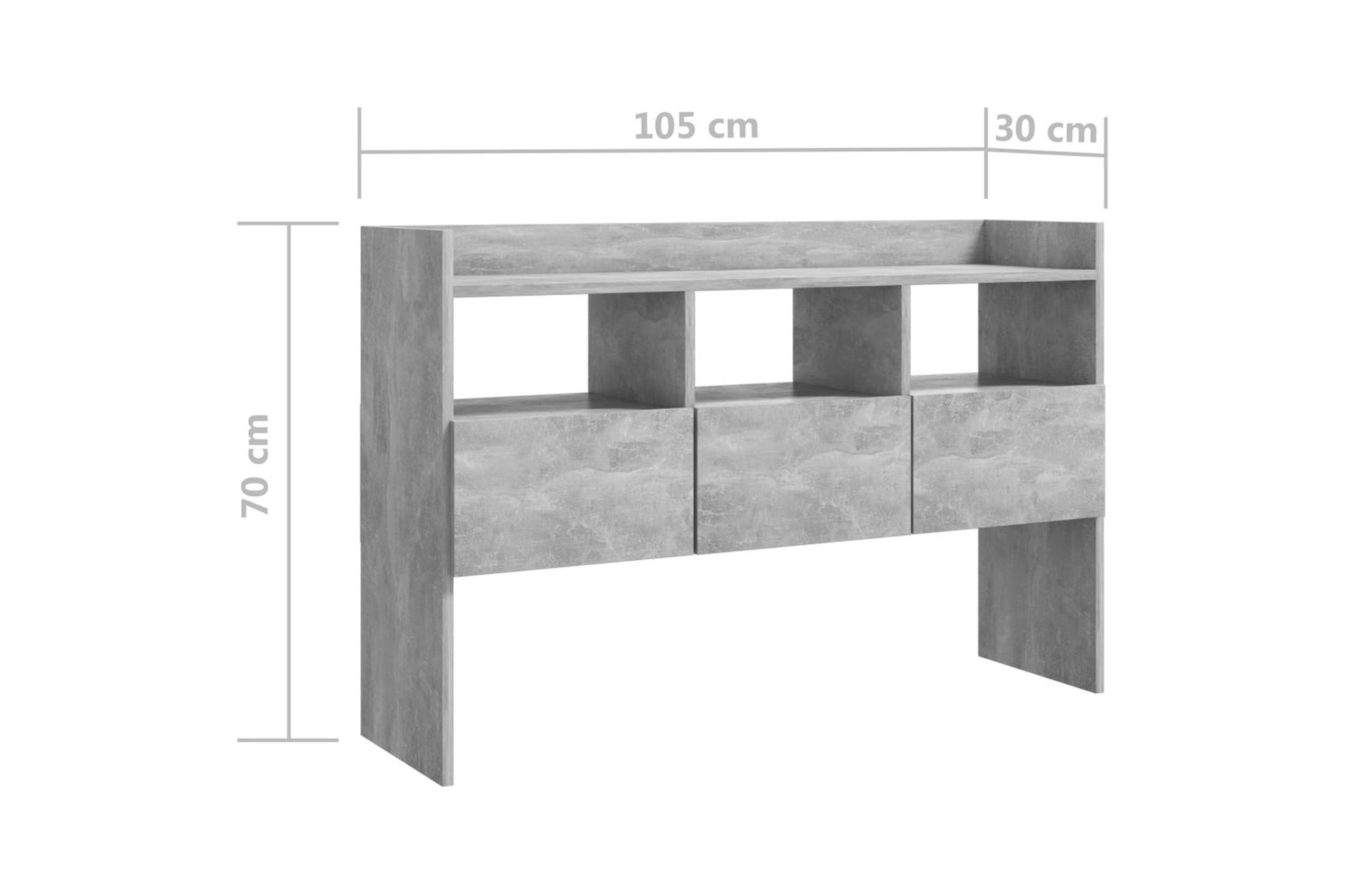 Skjenk betonggrå 105x30x70 cm sponplate - Grå - Oppbevaring - Oppbevaringsmøbler - Sideboard & skjenker