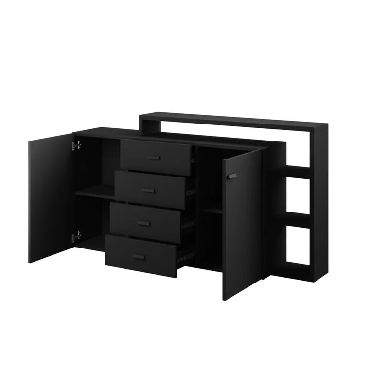 Skjenk Bota 2 Dører med 4 Skuffer - Black Supermatt - Oppbevaring - Oppbevaringsmøbler - Sideboard & skjenker