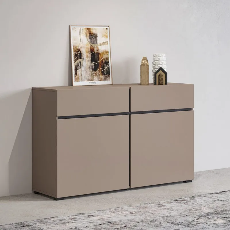 Skjenk Cross 2 Dører med 2 Skuffer - Congo - Svart - Oppbevaring - Oppbevaringsmøbler - Sideboard & skjenker