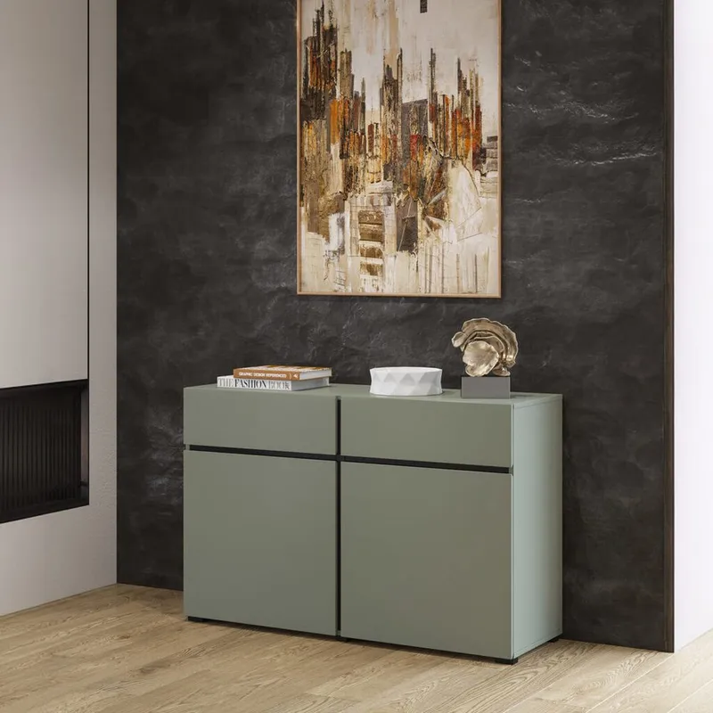 Skjenk Cross 2 Dører med 2 Skuffer - Grønn - Svart - Oppbevaring - Oppbevaringsmøbler - Sideboard & skjenker