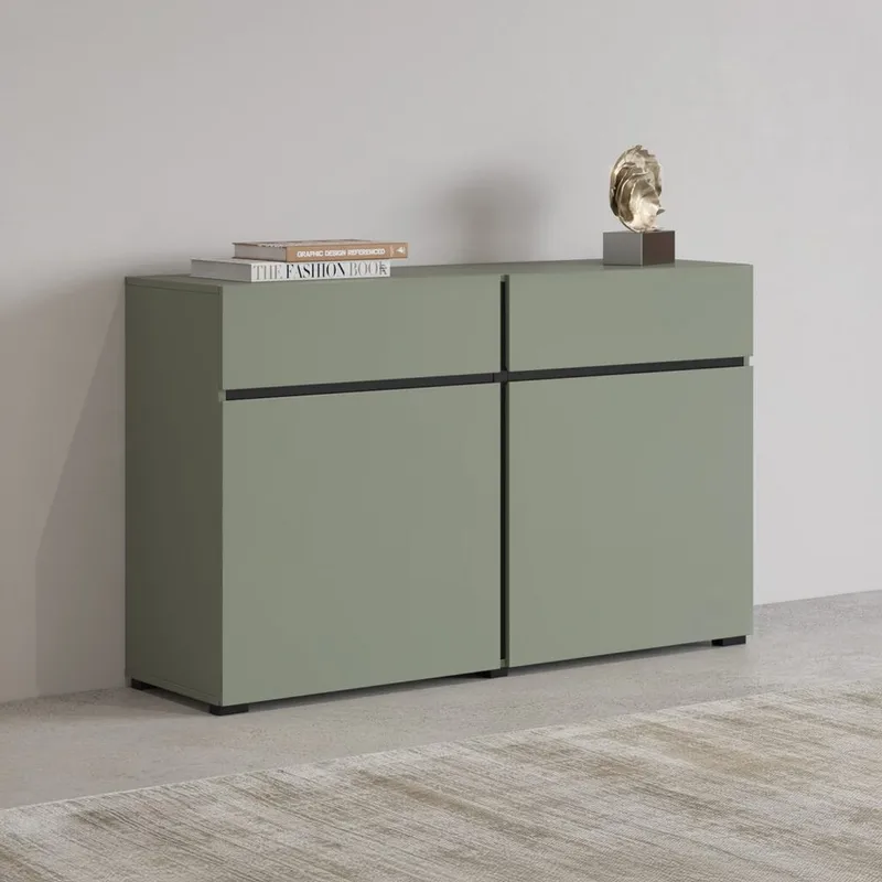 Skjenk Cross 2 Dører med 2 Skuffer - Grønn - Svart - Oppbevaring - Oppbevaringsmøbler - Sideboard & skjenker