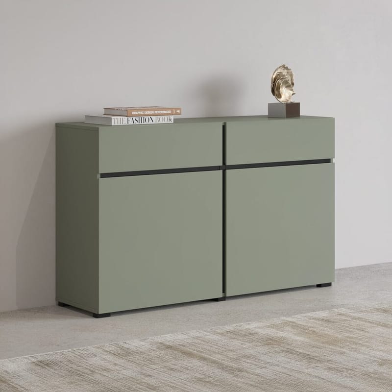 Skjenk Cross 2 Dører med 2 Skuffer - Grønn - Svart - Oppbevaring - Oppbevaringsmøbler - Sideboard & skjenker