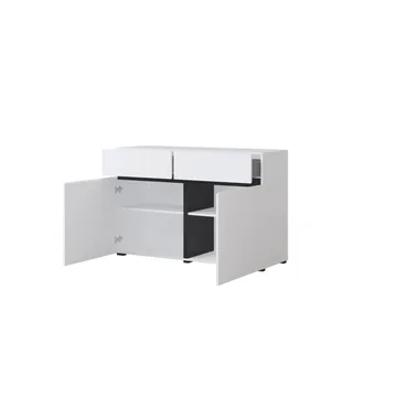 Skjenk Cross 2 dører med 2 skuffer - Hvit - Svart - Oppbevaring - Oppbevaringsmøbler - Sideboard & skjenker