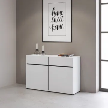 Skjenk Cross 2 dører med 2 skuffer - Hvit - Svart - Oppbevaring - Oppbevaringsmøbler - Sideboard & skjenker