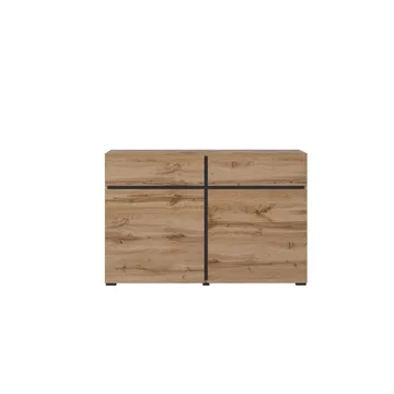 Skjenk Cross 2 Dører med 2 Skuffer - Wotan eik - svart - Oppbevaring - Oppbevaringsmøbler - Sideboard & skjenker