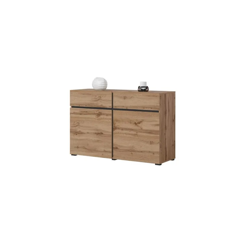 Skjenk Cross 2 Dører med 2 Skuffer - Wotan eik - svart - Oppbevaring - Oppbevaringsmøbler - Sideboard & skjenker