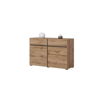 Skjenk Cross 2 Dører med 2 Skuffer - Wotan eik - svart - Oppbevaring - Oppbevaringsmøbler - Sideboard & skjenker