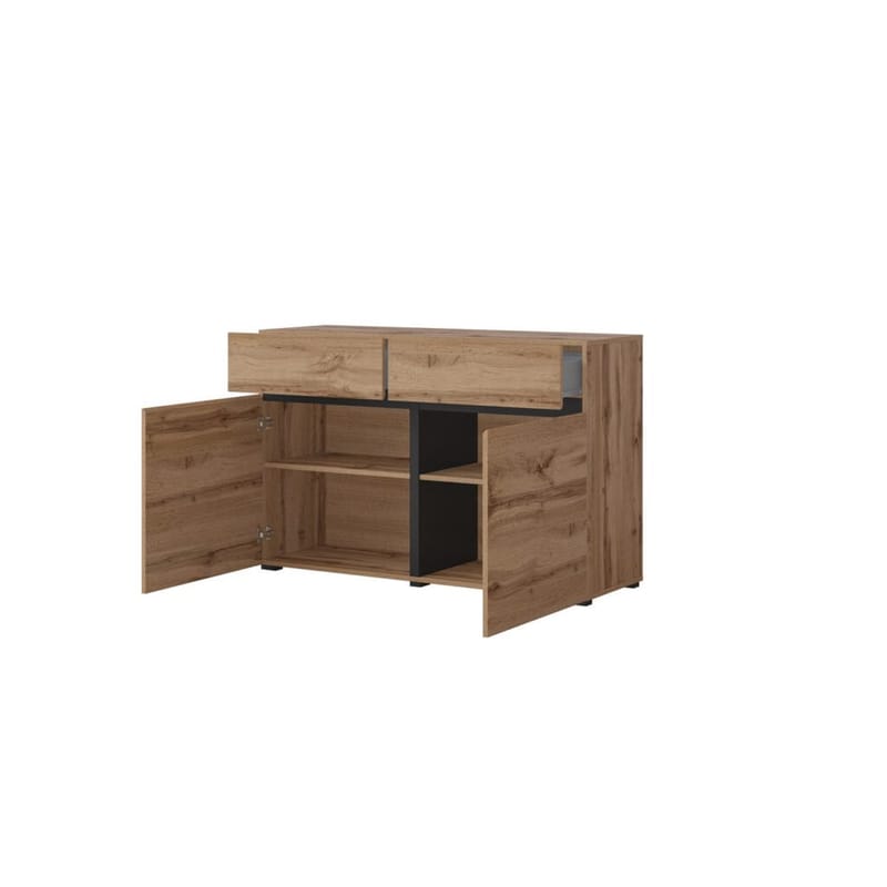 Skjenk Cross 2 Dører med 2 Skuffer - Wotan eik - svart - Oppbevaring - Oppbevaringsmøbler - Sideboard & skjenker