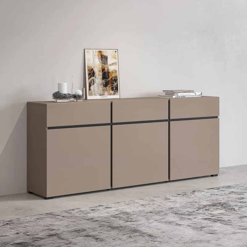 Skjenk Cross 3 Dører med 3 Skuffer - Congo - Svart - Oppbevaring - Oppbevaringsmøbler - Sideboard & skjenker