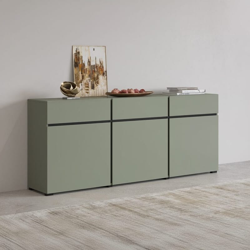 Skjenk Cross 3 Dører med 3 Skuffer - Grønn - Svart - Oppbevaring - Oppbevaringsmøbler - Sideboard & skjenker