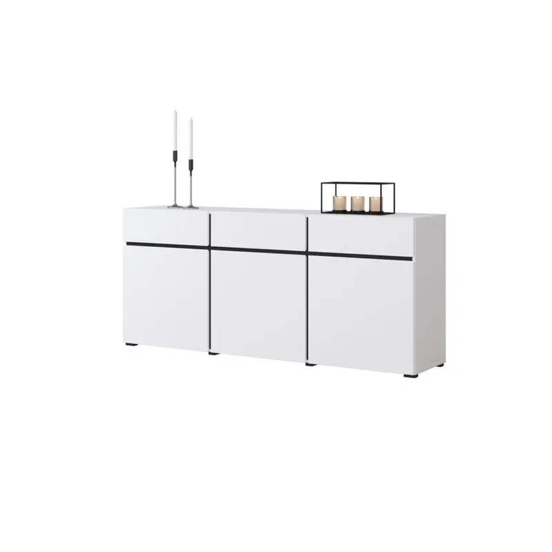 Skjenk Cross 3 Dører med 3 Skuffer - Hvit - Svart - Oppbevaring - Oppbevaringsmøbler - Sideboard & skjenker
