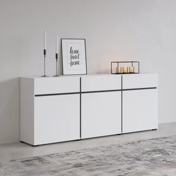 Skjenk Cross 3 Dører med 3 Skuffer - Hvit - Svart - Oppbevaring - Oppbevaringsmøbler - Sideboard & skjenker