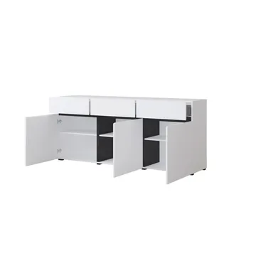 Skjenk Cross 3 Dører med 3 Skuffer - Hvit - Svart - Oppbevaring - Oppbevaringsmøbler - Sideboard & skjenker