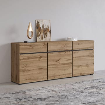 Skjenk Cross 3 Dører med 3 Skuffer - Wotan eik - svart - Oppbevaring - Oppbevaringsmøbler - Sideboard & skjenker