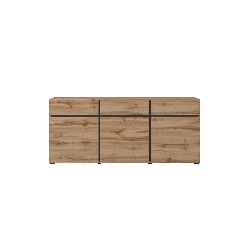 Skjenk Cross 3 Dører med 3 Skuffer - Wotan eik - svart - Oppbevaring - Oppbevaringsmøbler - Sideboard & skjenker