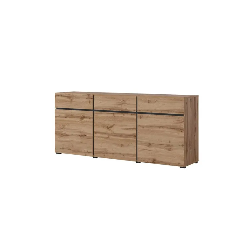 Skjenk Cross 3 Dører med 3 Skuffer - Wotan eik - svart - Oppbevaring - Oppbevaringsmøbler - Sideboard & skjenker
