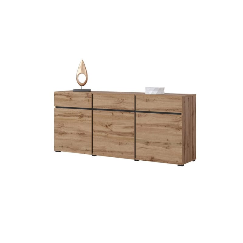 Skjenk Cross 3 Dører med 3 Skuffer - Wotan eik - svart - Oppbevaring - Oppbevaringsmøbler - Sideboard & skjenker