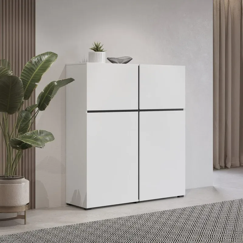 Skjenk Cross 4 Dører - Hvit - Svart - Oppbevaring - Oppbevaringsmøbler - Sideboard & skjenker