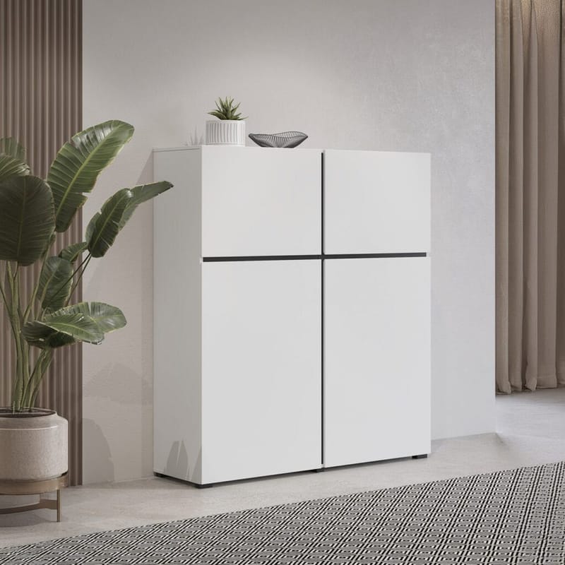 Skjenk Cross 4 Dører - Hvit - Svart - Oppbevaring - Oppbevaringsmøbler - Sideboard & skjenker