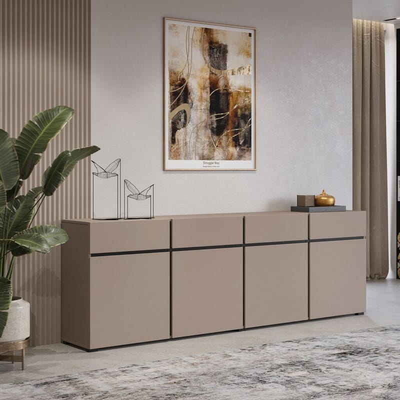 Skjenk Cross 4 dører med 4 skuffer - Congo - Svart - Oppbevaring - Oppbevaringsmøbler - Sideboard & skjenker