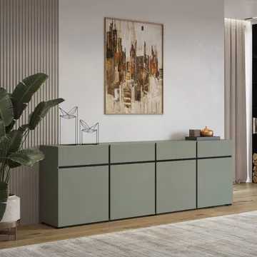 Skjenk Cross 4 dører med 4 skuffer - Grønn - Svart - Oppbevaring - Oppbevaringsmøbler - Sideboard & skjenker
