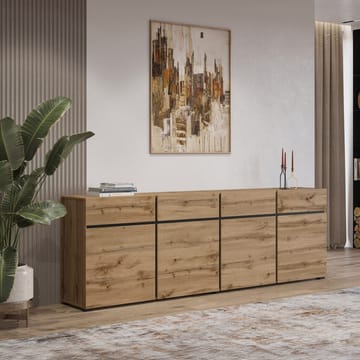 Skjenk Cross 4 dører med 4 skuffer - Wotan eik - Svart - Oppbevaring - Oppbevaringsmøbler - Sideboard & skjenker