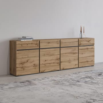 Skjenk Cross 4 dører med 4 skuffer - Wotan eik - Svart - Oppbevaring - Oppbevaringsmøbler - Sideboard & skjenker