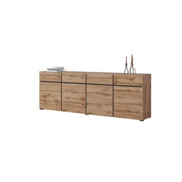 Skjenk Cross 4 dører med 4 skuffer - Wotan eik - Svart - Oppbevaring - Oppbevaringsmøbler - Sideboard & skjenker