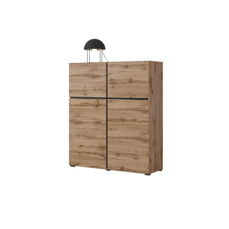 Skjenk Cross 4 Dører - Wotan eik - svart - Oppbevaring - Oppbevaringsmøbler - Sideboard & skjenker