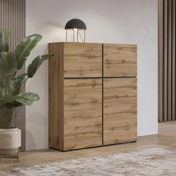 Skjenk Cross 4 Dører - Wotan eik - svart - Oppbevaring - Oppbevaringsmøbler - Sideboard & skjenker