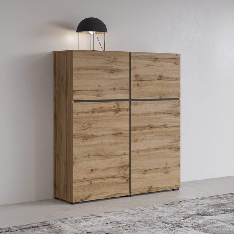 Skjenk Cross 4 Dører - Wotan eik - svart - Oppbevaring - Oppbevaringsmøbler - Sideboard & skjenker