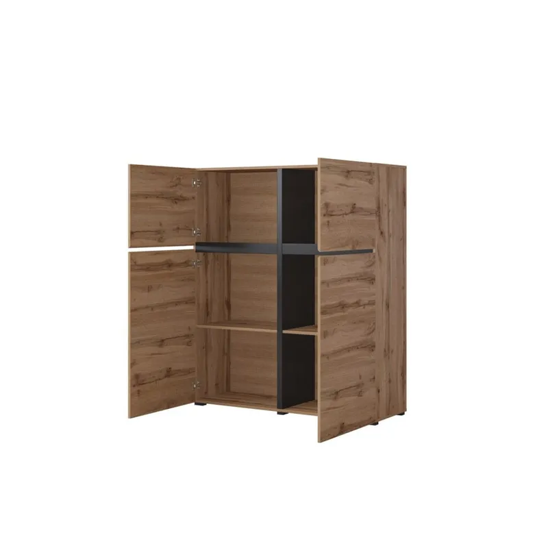 Skjenk Cross 4 Dører - Wotan eik - svart - Oppbevaring - Oppbevaringsmøbler - Sideboard & skjenker