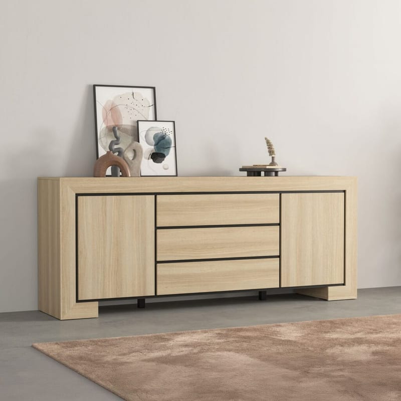 Skjenk Cuba II 2 dører med 3 skuffer - Oppbevaring - Oppbevaringsmøbler - Sideboard & skjenker
