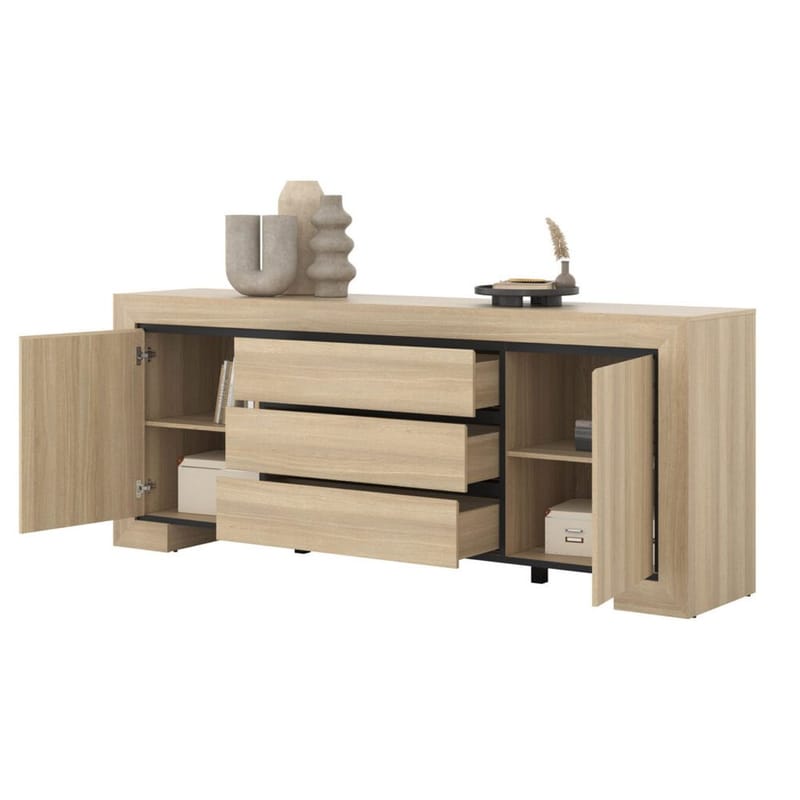 Skjenk Cuba II 2 dører med 3 skuffer - Oppbevaring - Oppbevaringsmøbler - Sideboard & skjenker