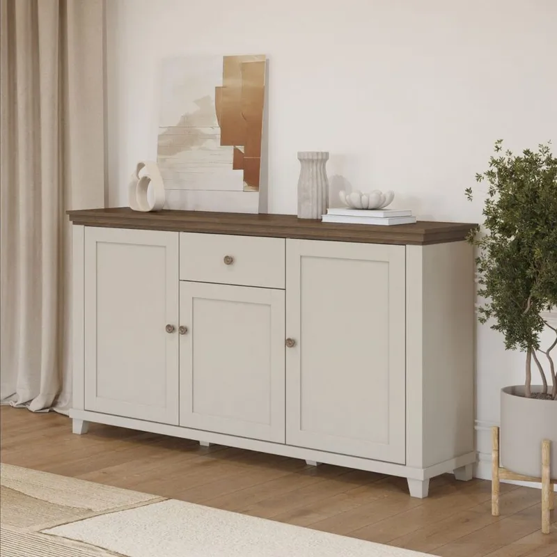 Skjenk Evora 3 dører 1 skuff - Lys Beige - Oppbevaring - Oppbevaringsmøbler - Sideboard & skjenker