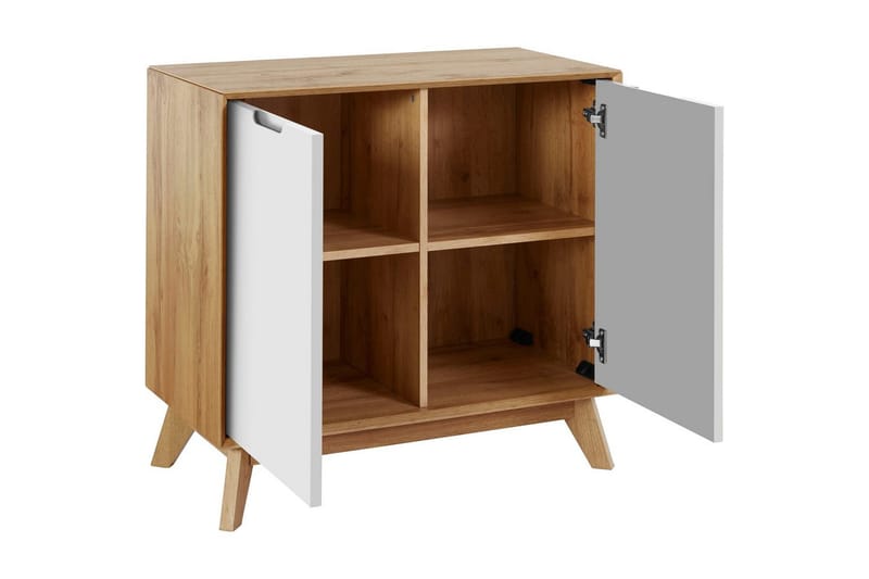 Skjenk Ezra 80x40x75 cm, Wotan eik/hvit - 80x40x75 cm, Wotan eik/hvit - Oppbevaring - Oppbevaringsmøbler - Sideboard & skjenker