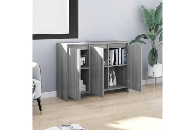 Skjenk grå sonoma eik 102x33x75 cm sponplate - Grå - Oppbevaring - Oppbevaringsmøbler - Sideboard & skjenker