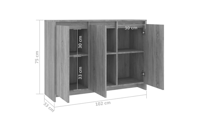 Skjenk grå sonoma eik 102x33x75 cm sponplate - Grå - Oppbevaring - Oppbevaringsmøbler - Sideboard & skjenker