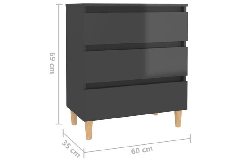 Skjenk høyglans grå 60x35x69 cm sponplate - Grå - Sideboard & skjenker